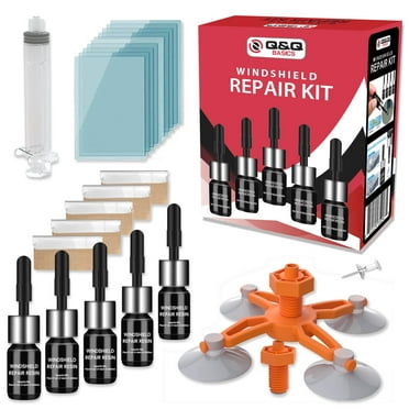 Q&Q BASICS® 5pc Car Windshield Glass Repair Kit Tools Fix Auto Car Windows Chip Crack Filler