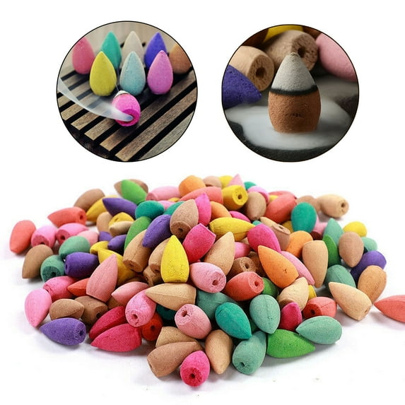 Q&Q BASICS Backflow Incense Cones, 100pcs Heavy Smoke Waterfall Buddhism Cone Incense, Perfect for Aromatherapy, Meditation, Yoga, Spa, Relaxation