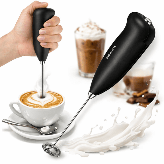 Q&Q BASICS Frother Handheld, Electric Milk Frother Handheld Drink Foamer, Hand Held Frother Whisk Mixer Stirrer, Ideal for Coffee, Eggbeater - Essential Kitchen Tool