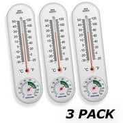 Q&Q BASICS Outdoor Thermometer, Analog Wall Thermometer for House - Indoor/Outdoor Mount, Ideal for Garden, Greenhouse - Home Humidity Meter, Hygrometer, Fahrenheit, Celsius (3 Pack)