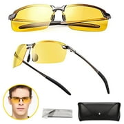 Q&Q BASICS Polarized HD Night Driving Vision Glasses for Men & Women Aviator Semi-Rimless Sunglasses