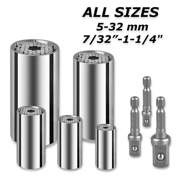 Q&Q BASICS Universal Socket Wrench Set with Power Drill Adapter Multi Shapes Tool Set