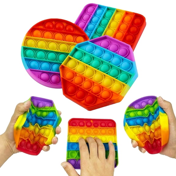 Q&Q Basics 3 Pop Push Fidget Toy, Bubble It Sensory Stress Ball, Multicolor 3 Piece