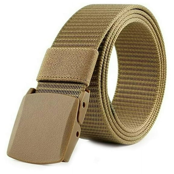 Q&Q ESSENTIALS Mens Belt Canvas Nylon Belts for Men with Plastic Cam Belt Buckle Khaki Size 38-42