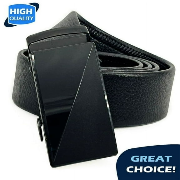 Q&Q ESSENTIALS Mens Ratchet Belt Premium Microfiber Leather Adjustable with Unique Slide Belt Buckle Black