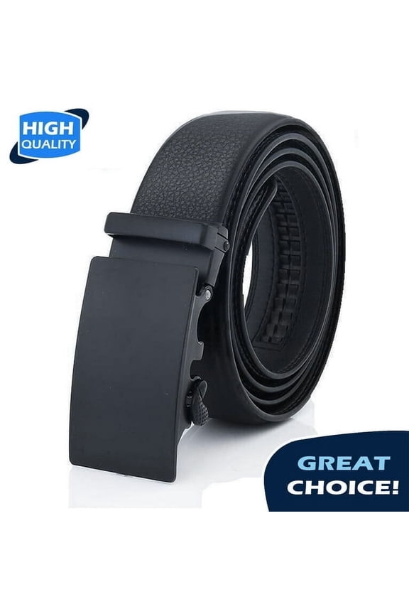 Q&Q ESSENTIALS Mens Ratchet Belt Premium Microfiber Leather Adjustable with Unique Slide Belt Buckle Black