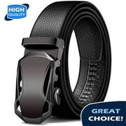 Q&Q ESSENTIALS Mens Ratchet Belt Premium Microfiber Leather Adjustable with Unique Slide Belt Buckle Black