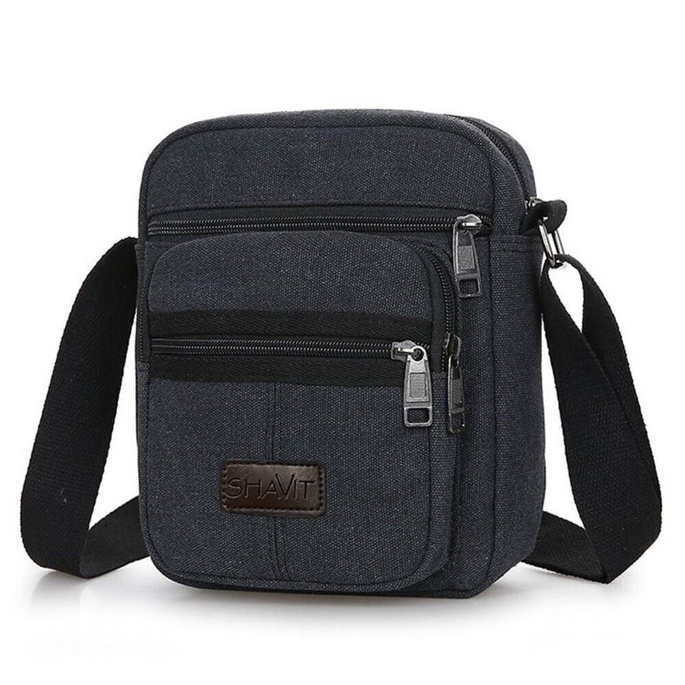 Q&Q ESSENTIALS Mens Small Messenger Bag Canvas Crossbody Satchel