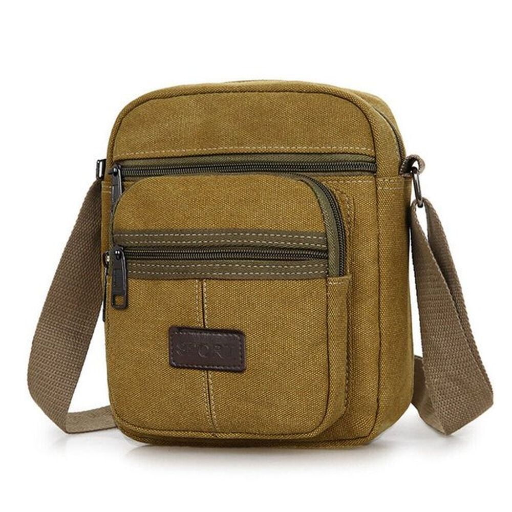 Q&Q ESSENTIALS Mens Small Messenger Bag Canvas Crossbody Satchel