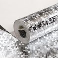 thumbnail image 1 of Q QIHANG 1.73' W x 32.8'L Small Gold Foil Lattice Mosaic Reflective Modern Style KTV Bar Wall Paper PVC Non-Pasted Wallpaper (Silver), 1 of 14