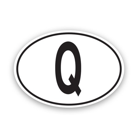 Q Qatar Country Code Oval Sticker Decal - Self Adhesive Vinyl - Weatherproof - Made in USA - qatari country code euro ovals
