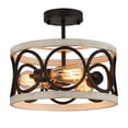 thumbnail image 1 of Q&S 3-Lights Modern Farmhouse Ceiling Light Fixture Black and White Birch Finish Round Metal Flush Mount Ceiling Lights for Kitchen Dining Room Bedroom Entryway Corridors, 1 of 8