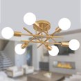 thumbnail image 1 of Q&S 6-Lights Semi Flush Mount Mid-Century Gold Metal Ceiling Light Modern Chandelier Modern Sputnik Chandeliers for Kitchen Farmhouse Bedroom Kitchen Entryway Living Room, 1 of 9