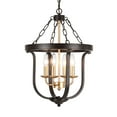 thumbnail image 1 of Q&S Black and Gold Chandelier Light Fixtures,Farmhouse Metal Cage 4-Lights Hanging Pendent Light for Dining Room Table Kitchen Island Entryway Foyer Living Room UL Listed, 1 of 8