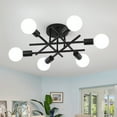 thumbnail image 1 of Q&S Industrial 6-Light Semi Flush Mount Ceiling Light Fixture Modern Farmhouse Lighting Matte Black, Rustic Sputnik Chandelier Ceiling Lamp for Kitchen Bedroom Living Room Hallway, 1 of 9