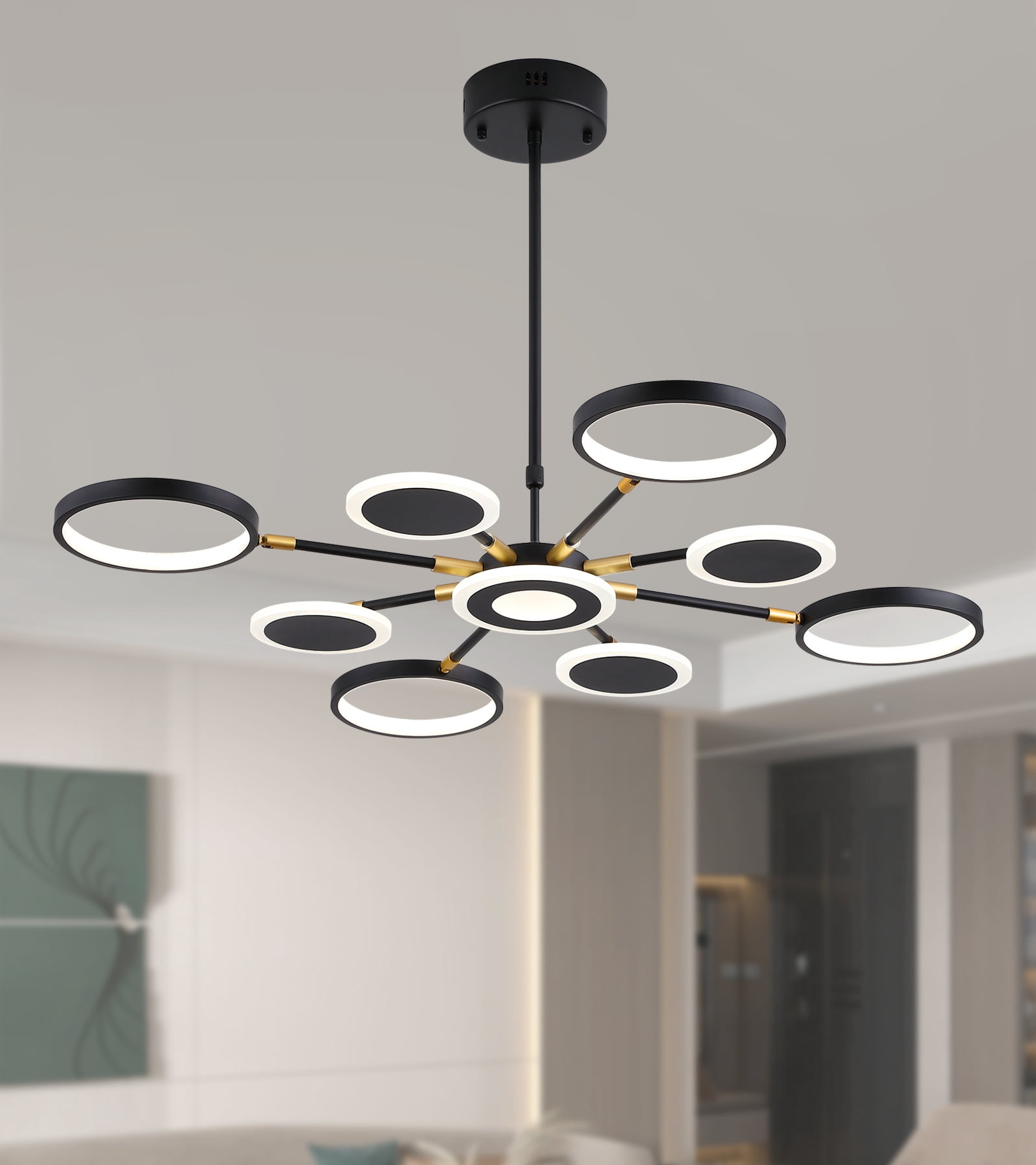 Q&S Modern LED Ceiling Chandeliers for Dining Room, 9Lights Black and