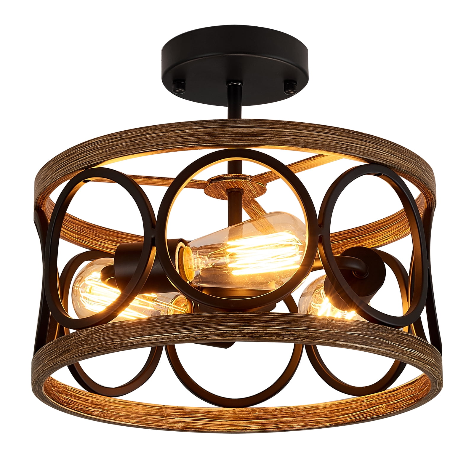 Q&S Semi Flush Mount Modern Farmhouse Ceiling Light Fixtures,3Lights