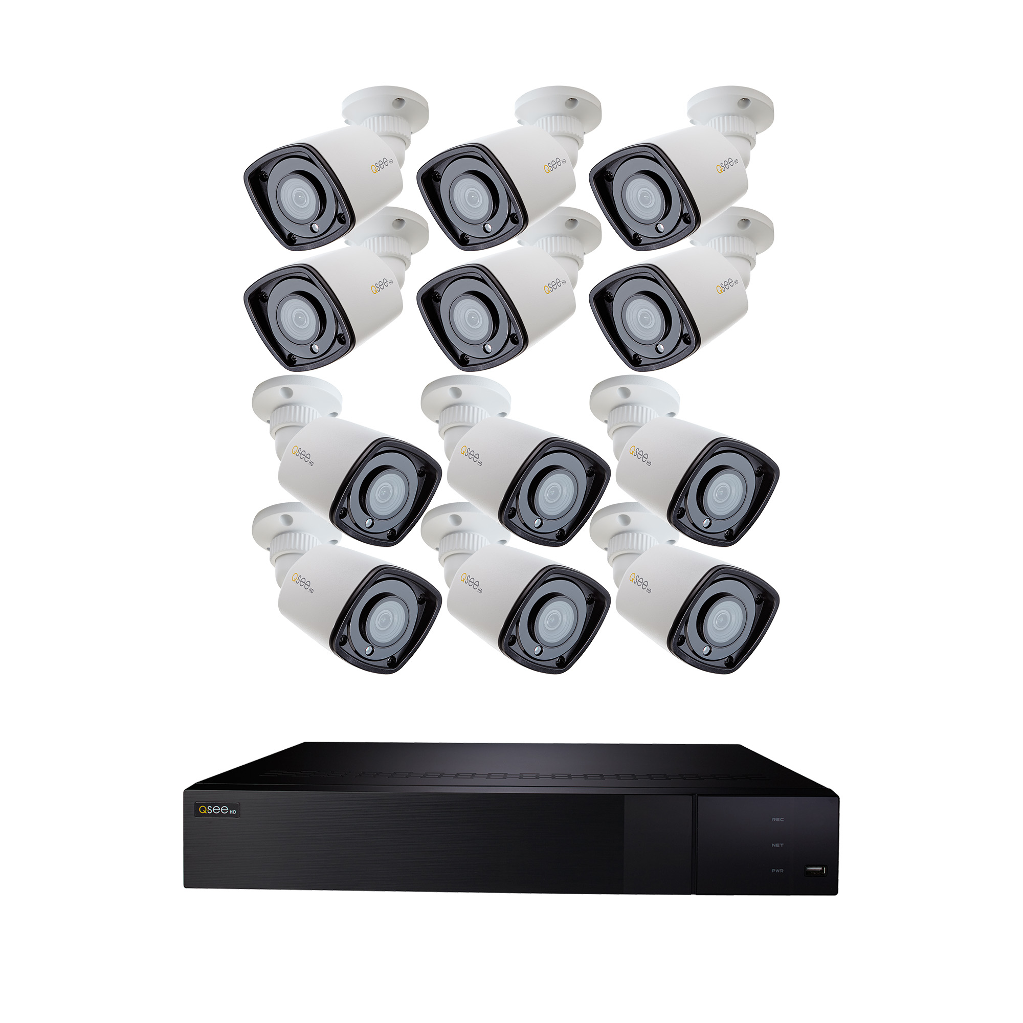 QSee 16 Channel 4K IP NVR with 3TB Hard Drive and 12X 5MP Bullet