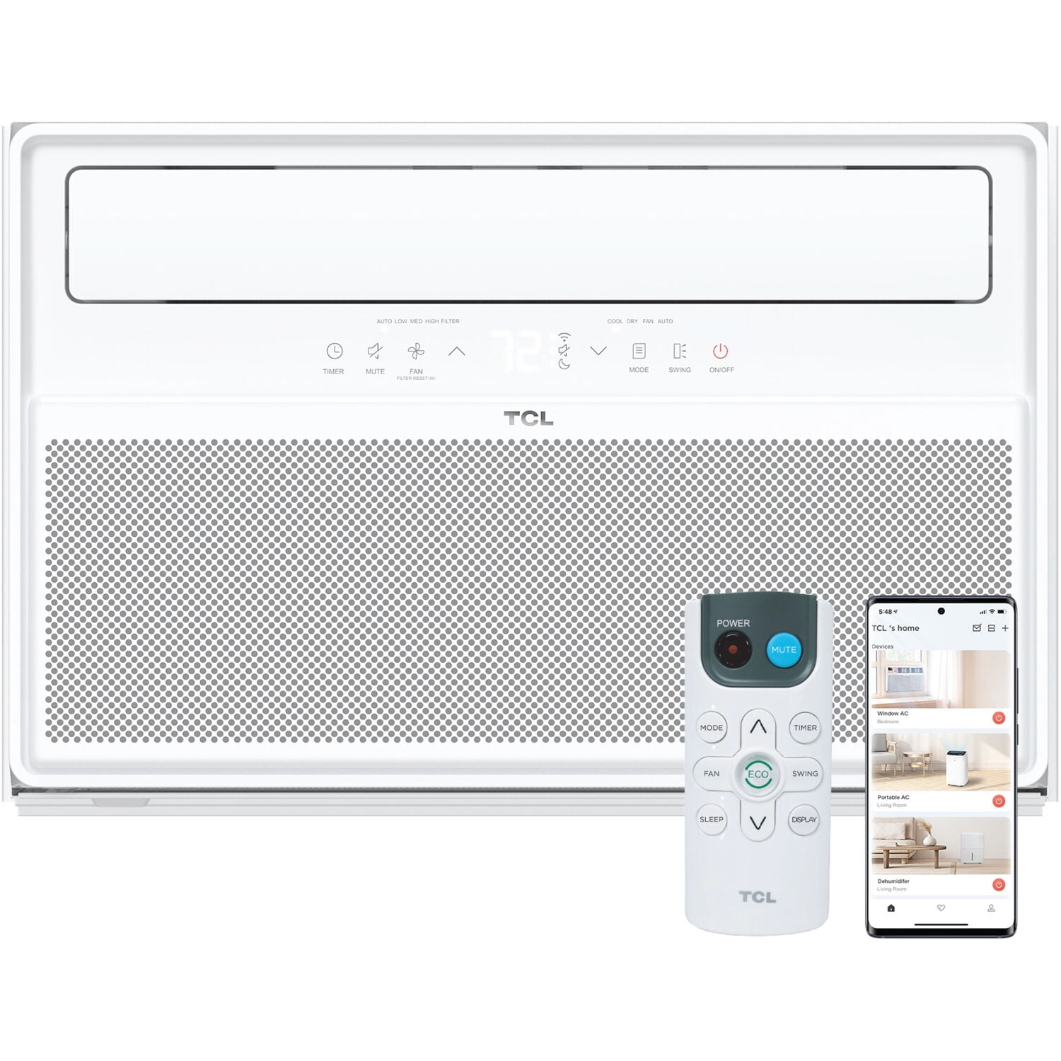 TCL Q-Series 12,000 BTU 550 sq. ft. Smart Inverter Window Air Conditioner with Heater, Remote Control & Wi-Fi Compatibility, H12W4KWH