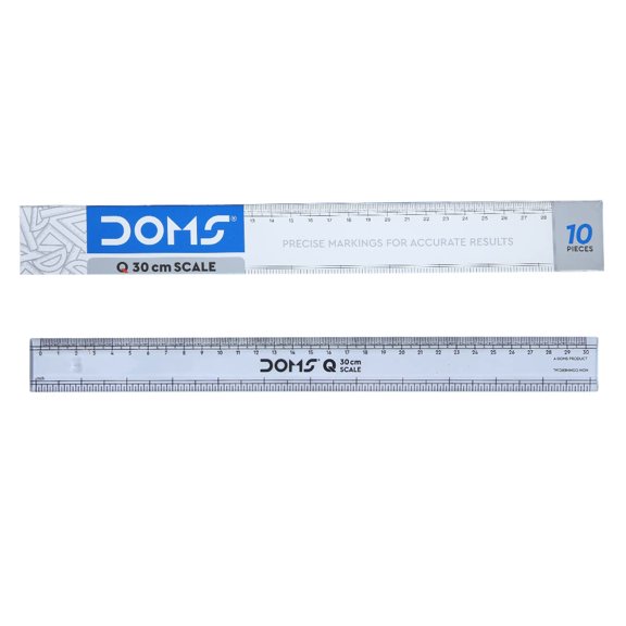 Q Series 30 Cm Transparent Scale | Durable & Strong Plastic Prevents Breakage | Pack Of 10