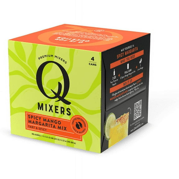 Q Mixers Spicy Mango Margarita Mix, Tart & Spicy, 4 pack, 7.5 fl oz Cans  Ready-to-Pour Cocktail Mixer for Tequila Drinks and Mocktails