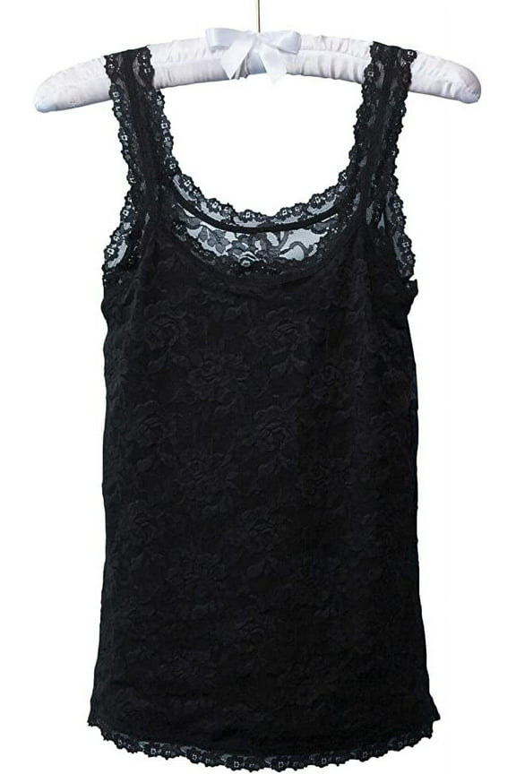 Q-T Intimates Lacy Layers Camisole, Black, Large