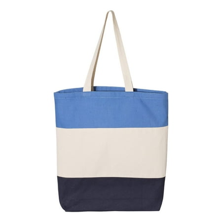 Q-Tees - 11L Tri-Color Tote - Q125900 - Navy/ Natural/ Carolina Blue - Size: One Size