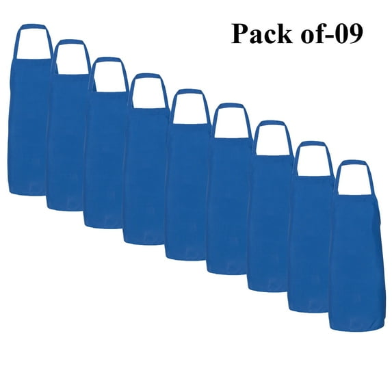 Q-Tees - Bib Apron for Multi Purpose | 9 Pieces of Aprons Made with 6.4 Oz./yd², 100% Brushed Polyester - Royal Color | Size - One Size( 28"W x 33"L )