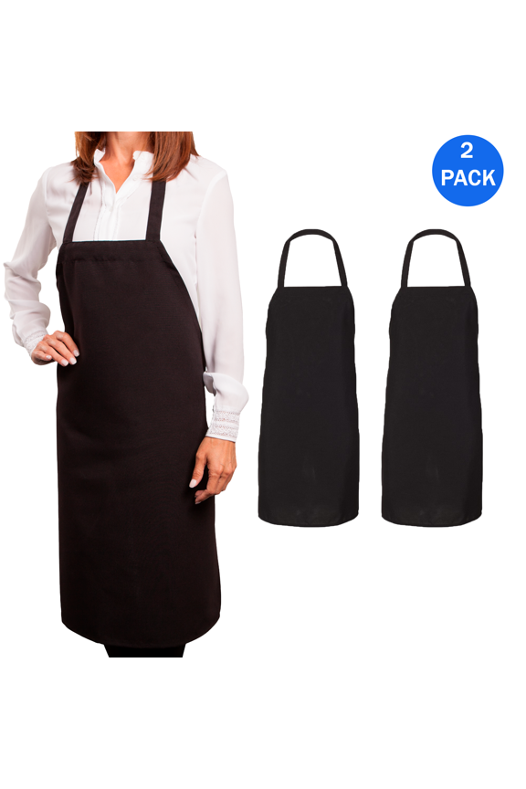 Bib Chef Cooking Apron, Ideal for Cooking with Plane Design for Kitchen Aprons, Black, 2 Pack, One Size
