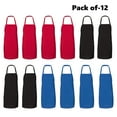 thumbnail image 1 of Q-Tees - Bib Apron For Men And Women | 100% Brushed Polyester 6.4 Oz /yd², Unisex Bib Apron Mixed Kitchen Color - (Black, Royal, Red) | Pack of – 12, Size- One Size (28"W x 33"L), 1 of 6