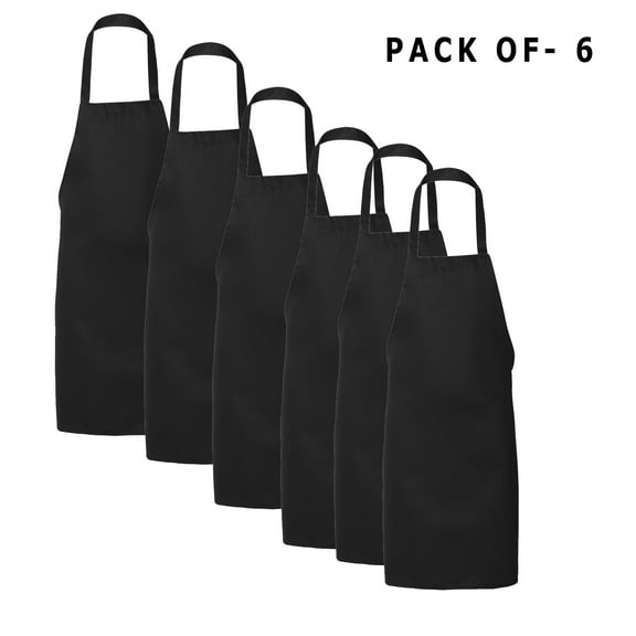 Q-Tees Butcher Apron - Personalized BBQ Chef Aprons | 55/45 cotton/polyester | Bulk Apron | Black | Pack of 6