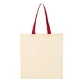 thumbnail image 1 of Q-Tees - Economical Tote with Contrast-Color Handles - QTB6000 - Natural/ Red, 1 of 3