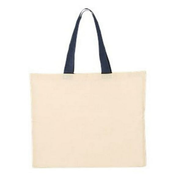 Q-Tees Economical Tote with Contrast-Color Handles