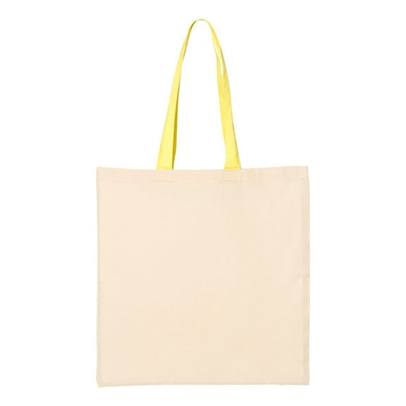 Q-Tees Economical Tote with Contrast-Color Handles