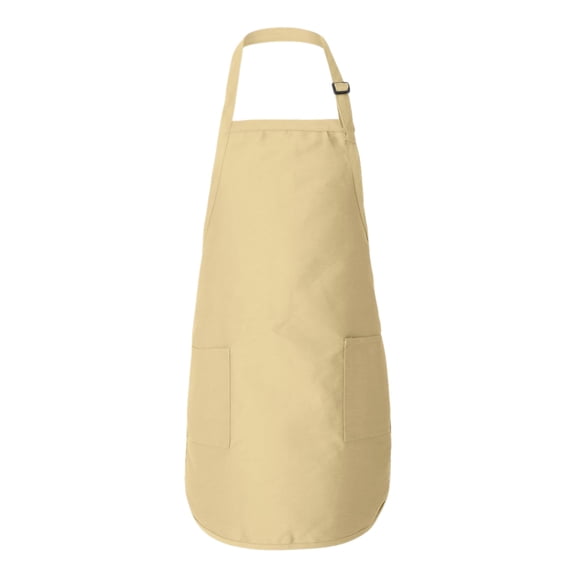 Q-Tees Full-Length Apron with Pockets, 55 Cotton/45 Polyester Kitchen Aprons (Natural, 22"W x 30"L)