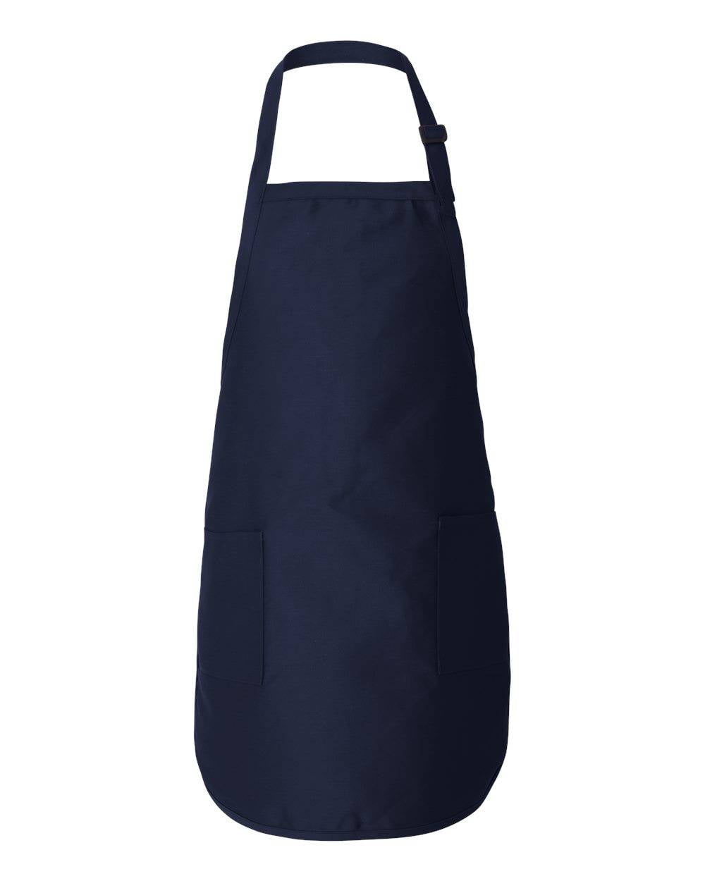 Navy Full-Length Cotton Blend Apron with Pockets