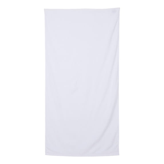 Q-Tees - Velour Beach Towel - Color - White - Size - One Size