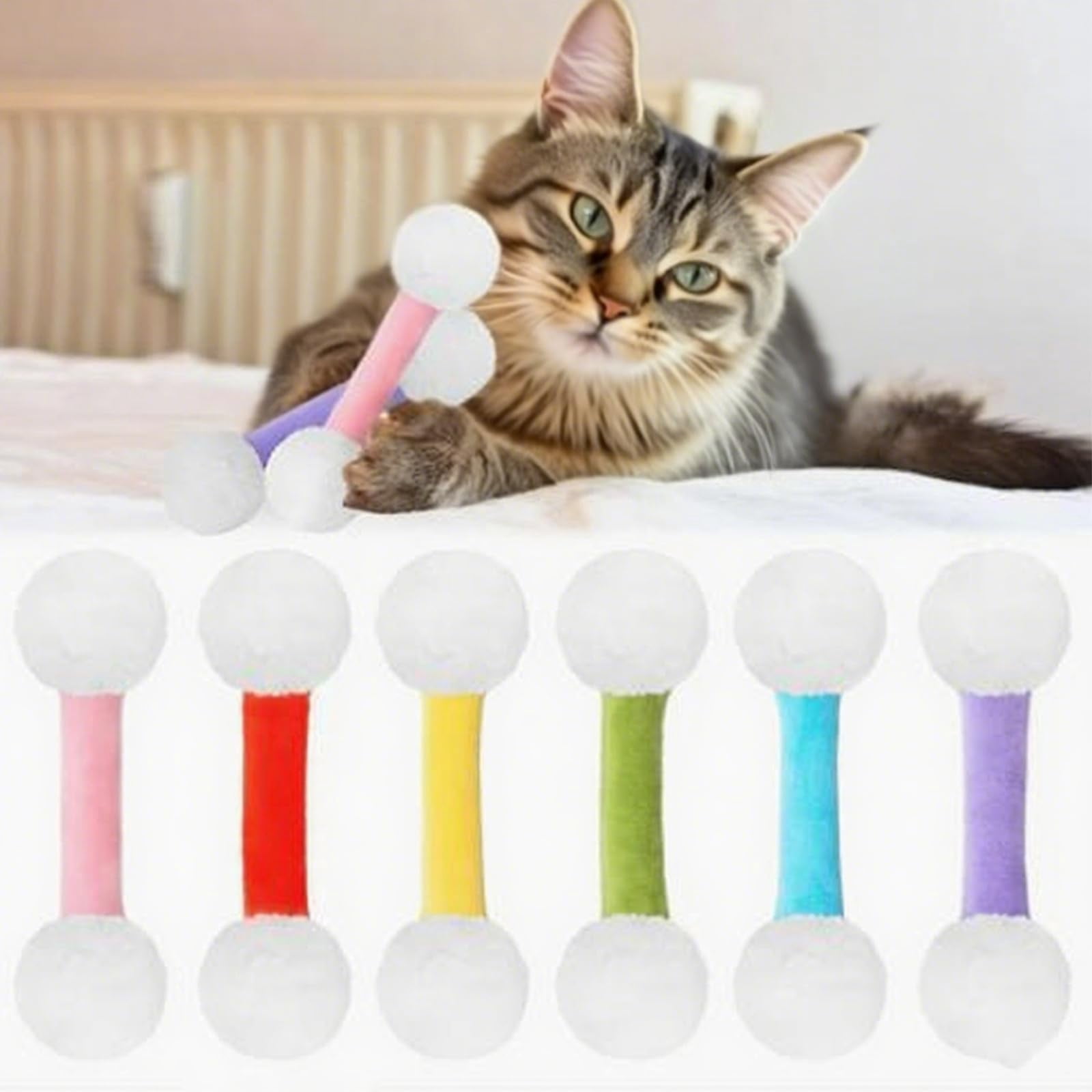 Q Tip Cat Toy, Soft Plush Cat Kick Stick for Indoor Cats Giant Cotton Swab Catnip Kicker Toy, Interactive Bite & Play Toy Funny Cats Toy Gift