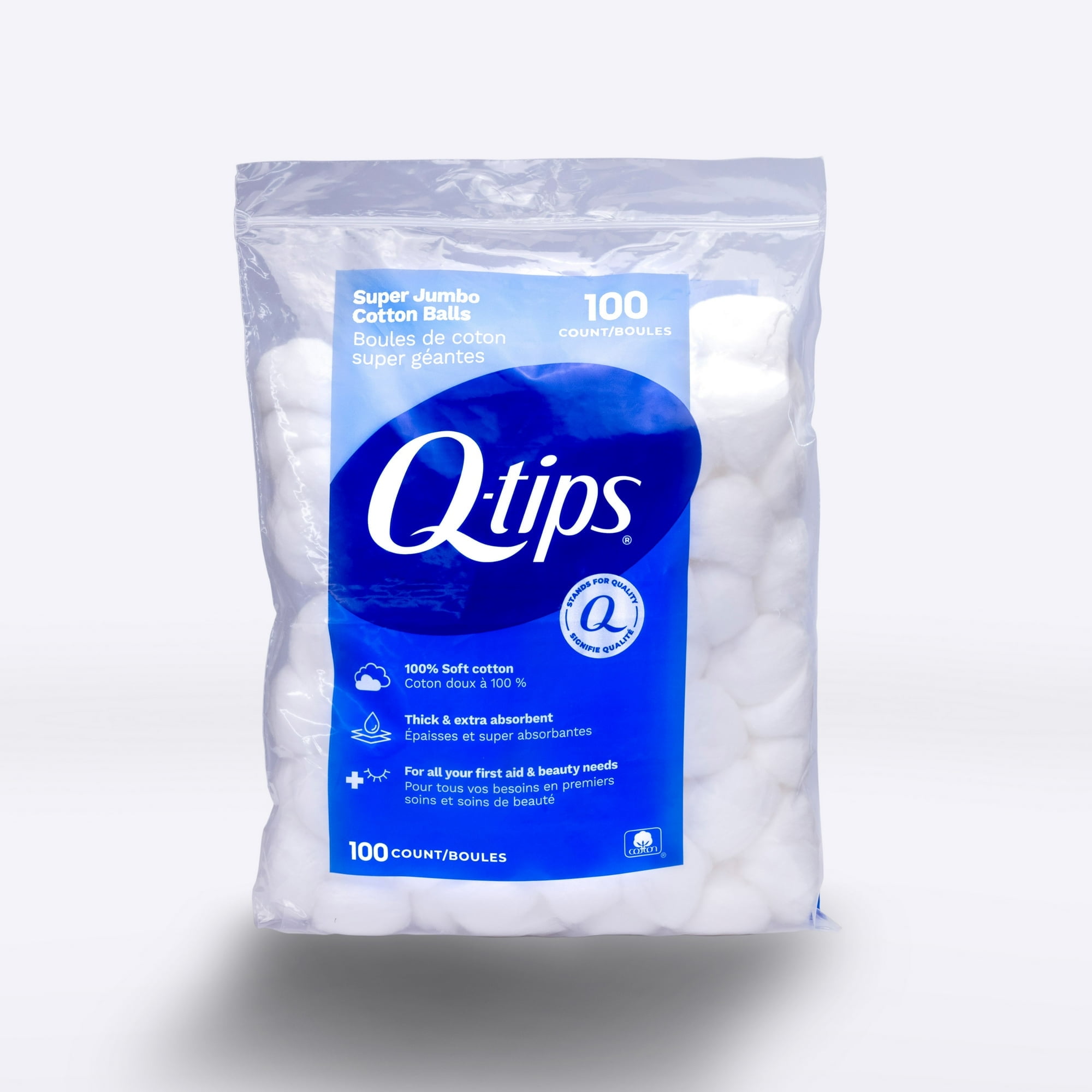 Q-Tips Cotton Balls Super Jumbo 100 Count, 1 Ea, 6 Pack
