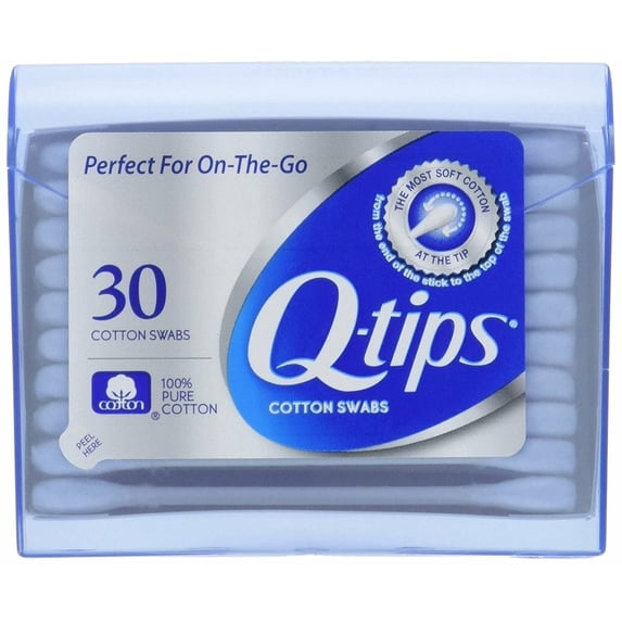 Q-tips Cotton Swabs - Travel Q-tips for Beauty, Makeup, Nails and More, Perfect for On the Go, 30 Count - 3 Pack
