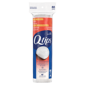 Q-tips Hygiene Shield 100% Cotton Rounds, Lint-Free Makeup Remover, Cleaning and Skin Care Pads, 80 Count