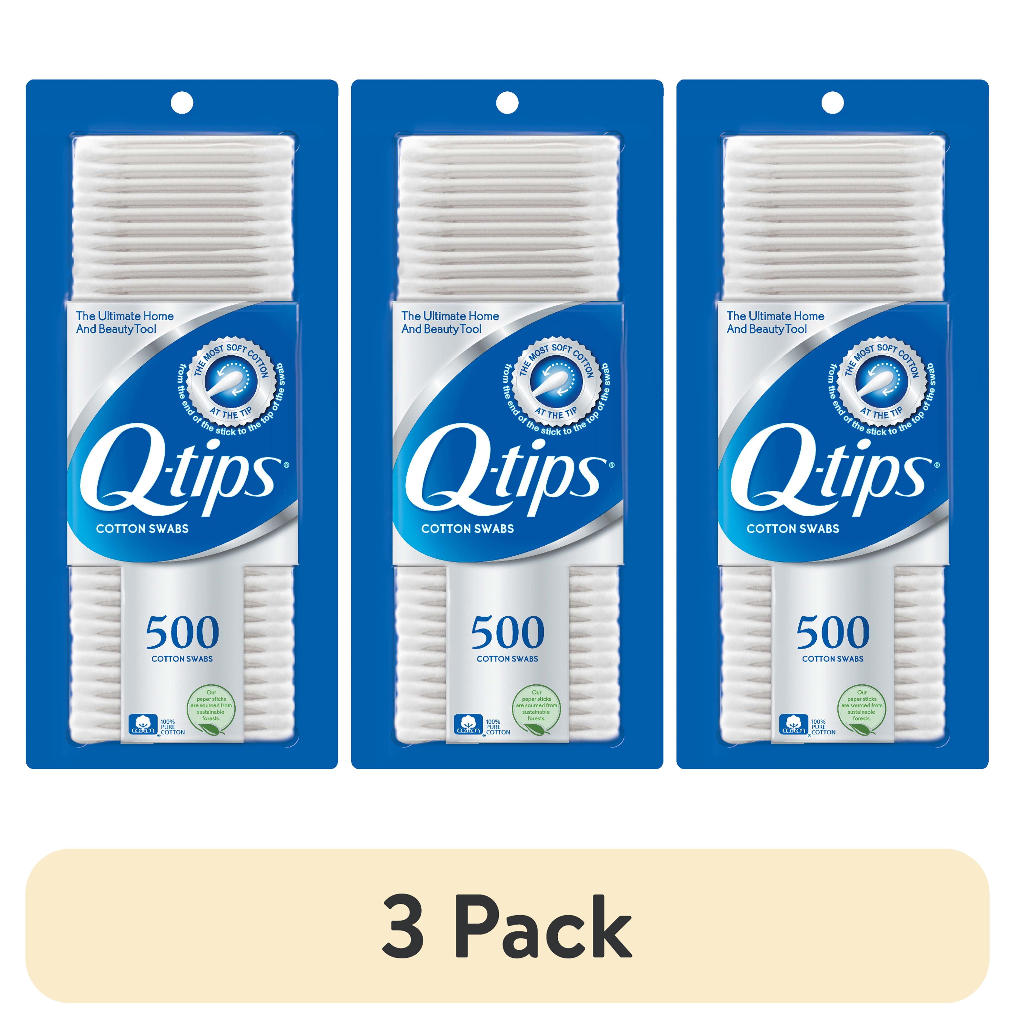 (3 pack) Q Tips Original Cotton Swabs 500 count