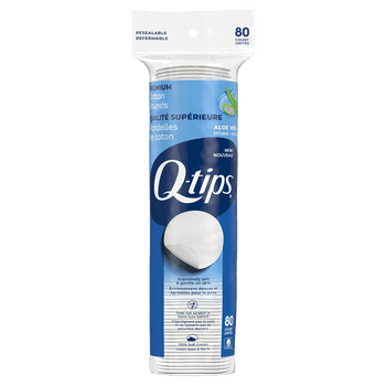 Q-tips Premium 100% Cotton Rounds, Lint-Free Makeup Remover, Cleaning and Skin Care Pads, 80 Count