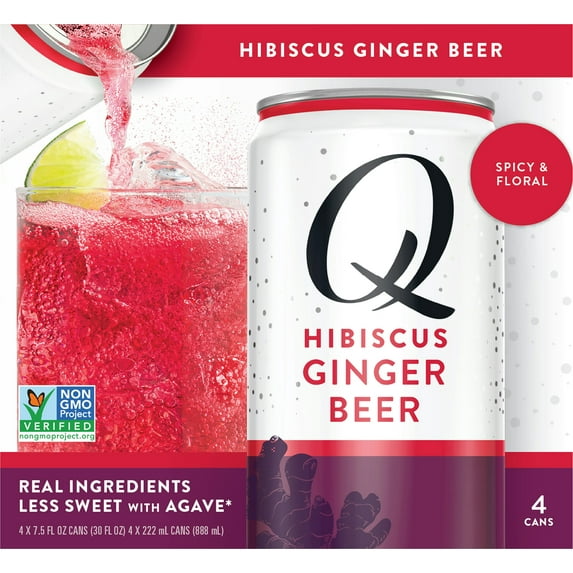 Q Tonic Hibiscus Ginger Beer 4 Pack 30 oz (Pack Of 6)