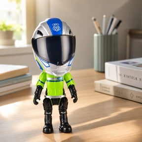 Q Version Die-Cast Motorcycle Action Figure with Removable Helmet, Mini Racing Motorbike Collectible Desk Decor, 1 Pack