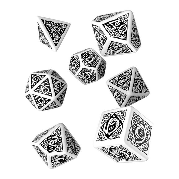 Celtic 3D Dice White/Black (7) Board Game