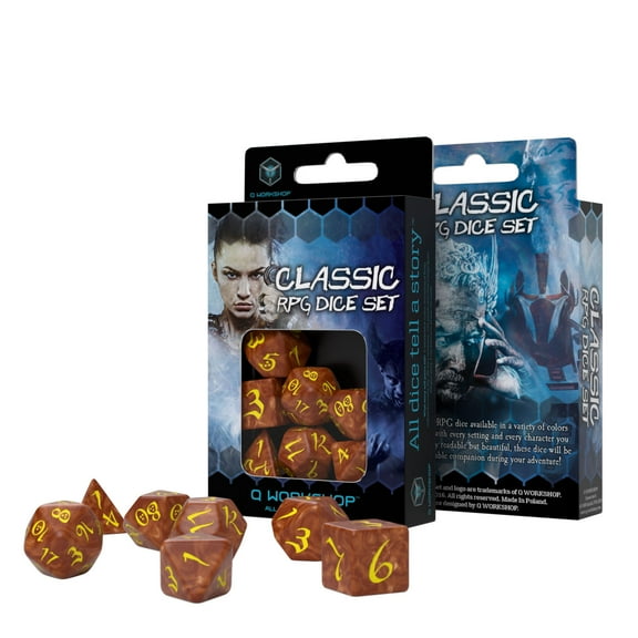 Q Workshop Classic Rpg Caramel & Yellow Dice Set