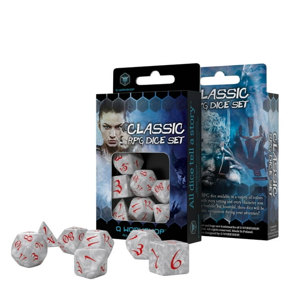 Q Workshop Classic Rpg Pearl & Red Dice Set