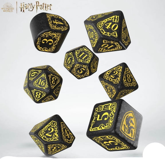 Q-Workshop Harry Potter Hufflepuff Modern Black 7 Piece Dice Set