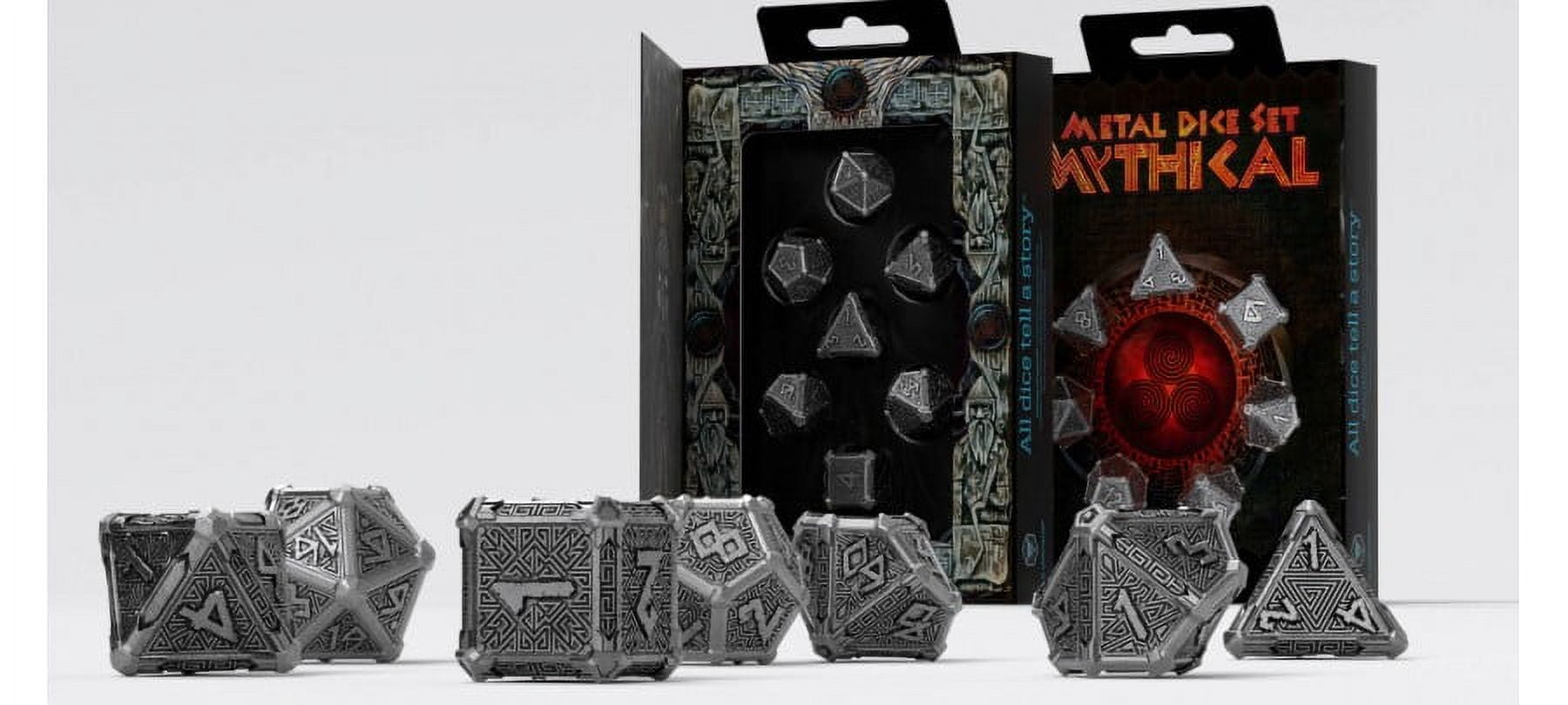 Silver and Black Metal Mythical Polyhedral Dice Set